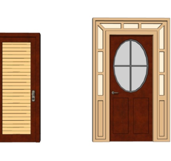 欧式实木单开门su模型