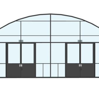 现代玻璃双开门su模型