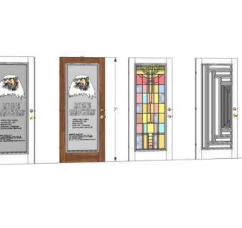 现代图案单开门su模型