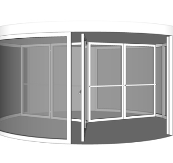 现代玻璃旋转门su模型