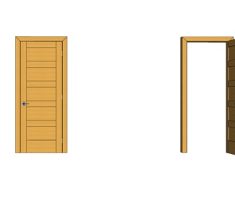 现代实木单开门su模型