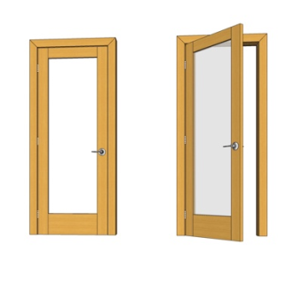 现代实木单开门su模型