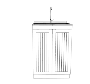 现代实木洗手台su模型