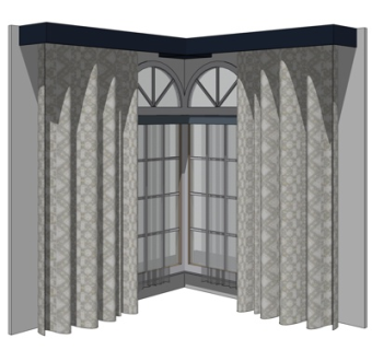 现代窗帘窗户su模型
