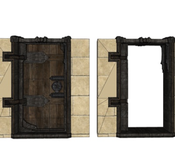 工业风防盗门su模型