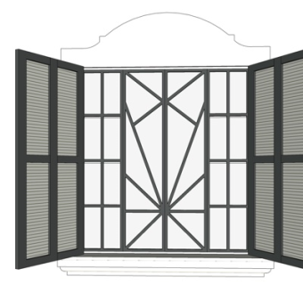 欧式玻璃百叶窗su模型