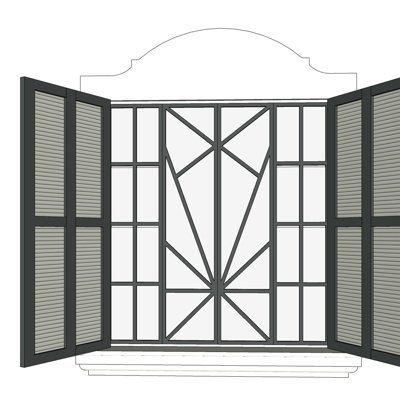 欧式玻璃百叶窗su模型