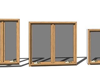 现代实木窗户组合su模型