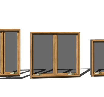 现代实木窗户组合su模型