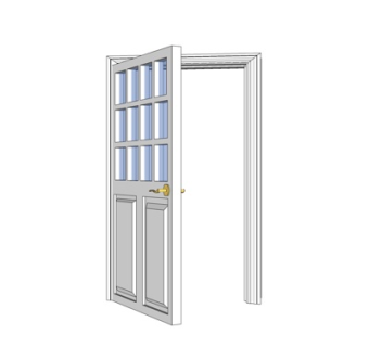 现代实木单开门su模型