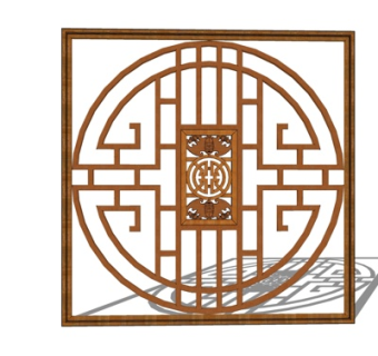 中式实木隔断su模型