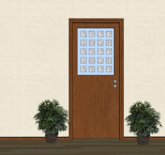 现代实木单开门su模型