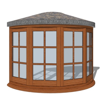 现代实木飘窗su模型