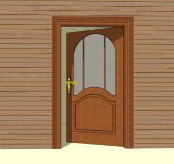 欧式实木单开门su模型