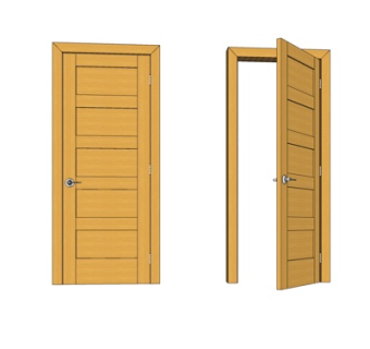 现代实木单开门su模型