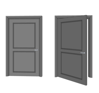 现代实木单开门su模型