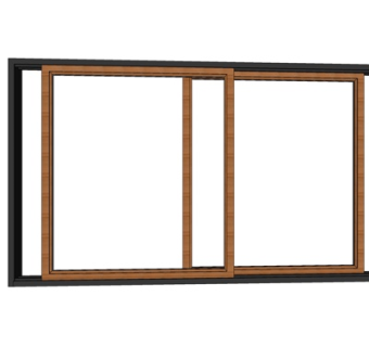 现代实木推拉窗su模型