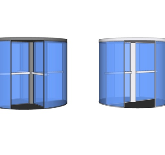 现代玻璃旋转门su模型