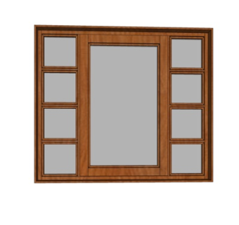 现代实木落地窗su模型