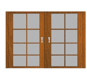 现代实木双开门su模型