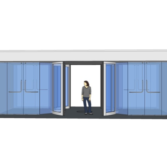 现代玻璃旋转门su模型