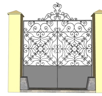 欧式铁艺庭院围栏su模型