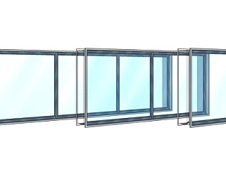 现代玻璃窗户组合su模型