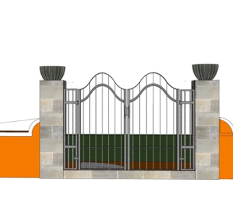 欧式铁艺庭院大门su模型