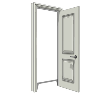 现代实木单开门su模型