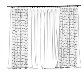 现代布艺窗帘su模型