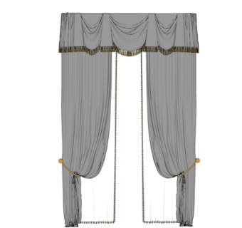 现代布艺窗帘su模型