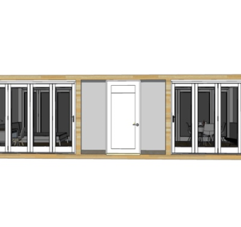 现代单开门落地窗su模型