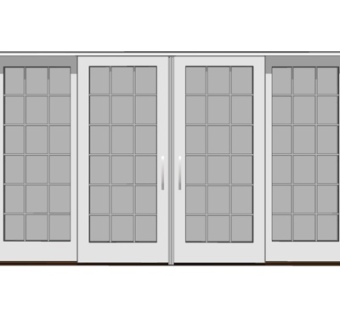 现代实木推拉门su模型