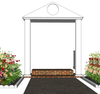 新中式景观墙su模型