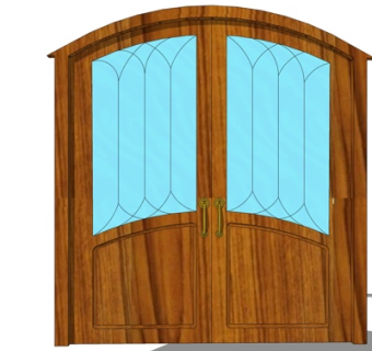 现代实木双开门su模型