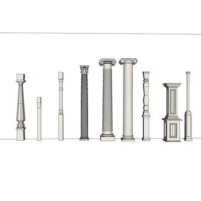 欧式罗马柱su模型
