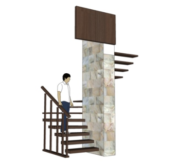 新中式楼梯su模型