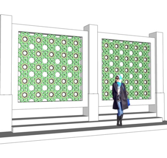 简欧镂空雕花装饰墙su模型