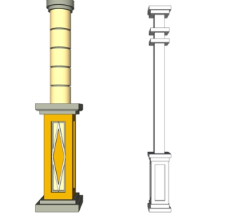 简欧罗马柱su模型