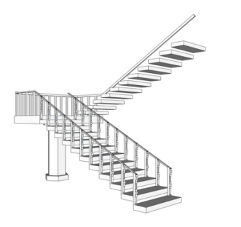 简欧楼梯su模型