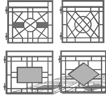 简欧镂空窗花su模型