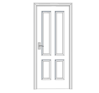 现代实木单开门su模型