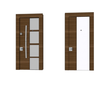 现代实木单开门su模型