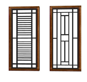 现代铁艺单开门su模型