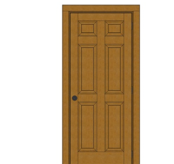 现代实木单开门su模型