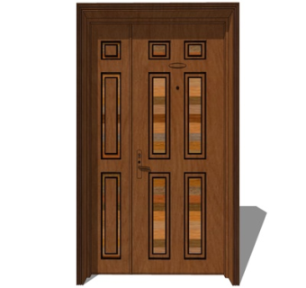 现代实木平开门su模型
