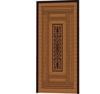 欧式实木雕花单开门su模型
