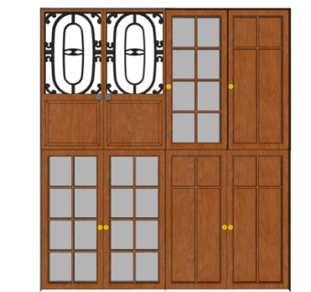 现代实木平开门双开门组合su模型