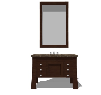 美式实木洗手台su模型