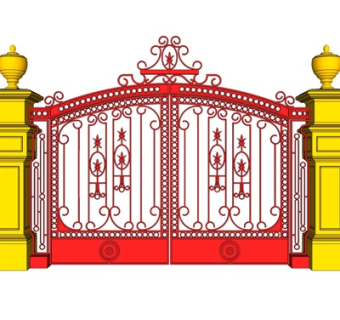 欧式铁艺庭院大门su模型